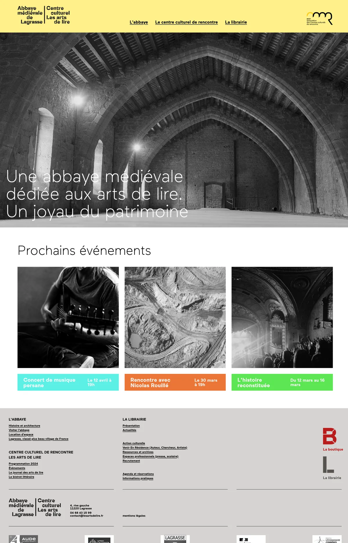 La page d'accueil de l'étude de faisabilité du site d'un lieu culturel