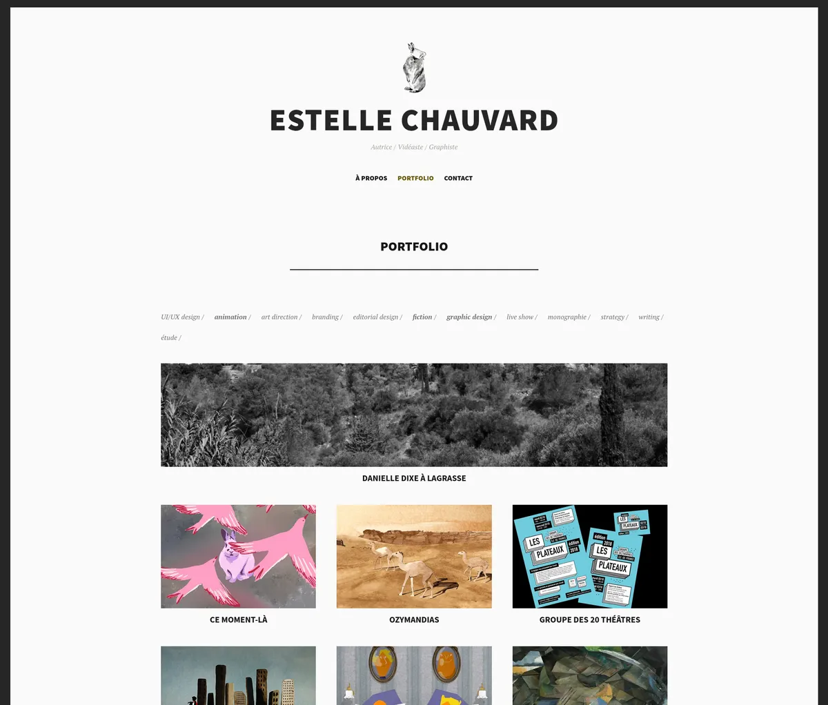 Page d'accueil du site d'Estelle Chauvard